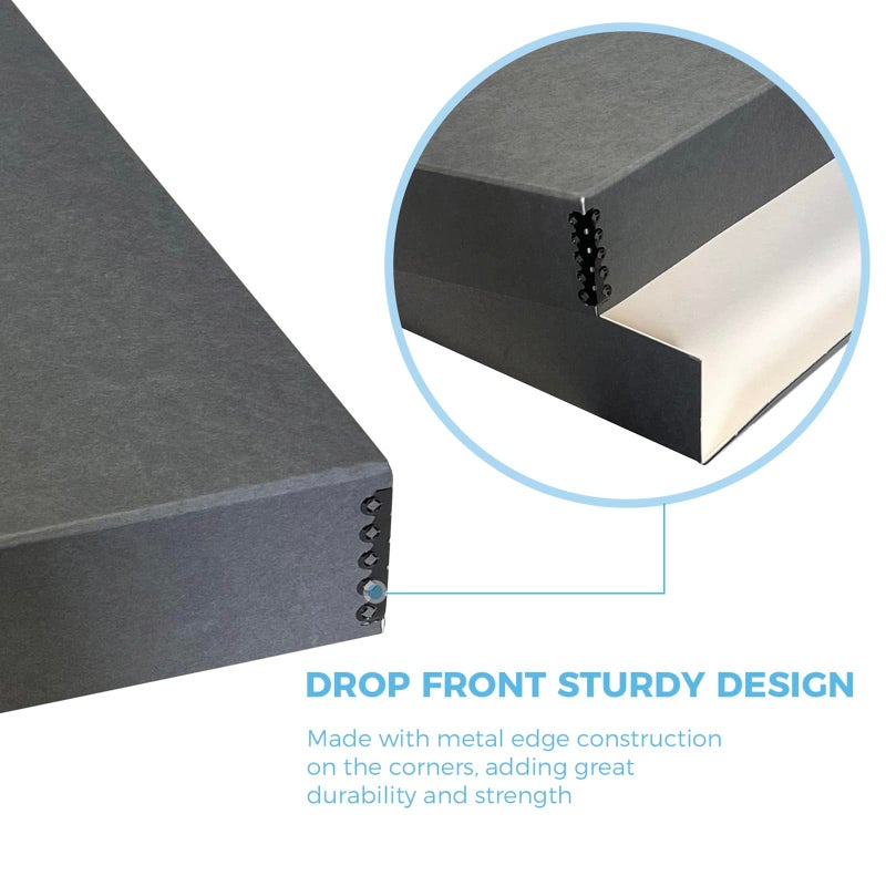 Lineco Museum Archival Storage Box, 20.75x24.75x3 in. Drop Front Design. Acid-Free with Metal Edge. Organize Photos, Pictures, Prints, Documents, Crafts, DIY. Gray, 1 Pack - Image 5